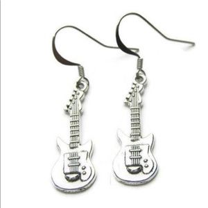 Petite Silver Guitar Earrings - NEW
